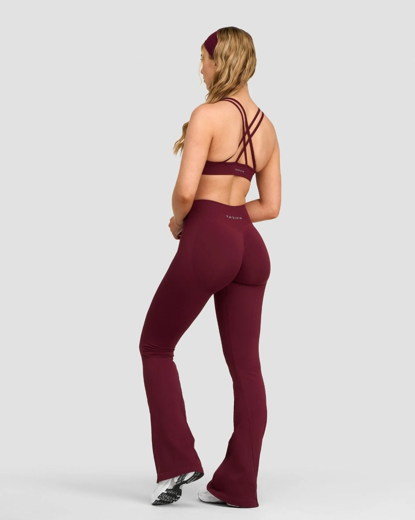 Elevate™ Sculpting Mid V-Waist Scrunch Flare | Merlot - Image 4