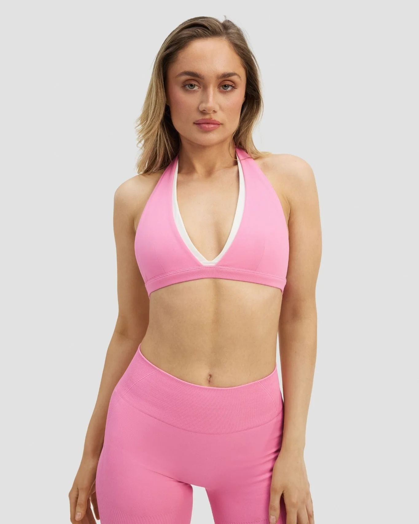 Elevate™ Sculpting Seamless V-Neck Halter Bra | Bubble Pink - Image 5
