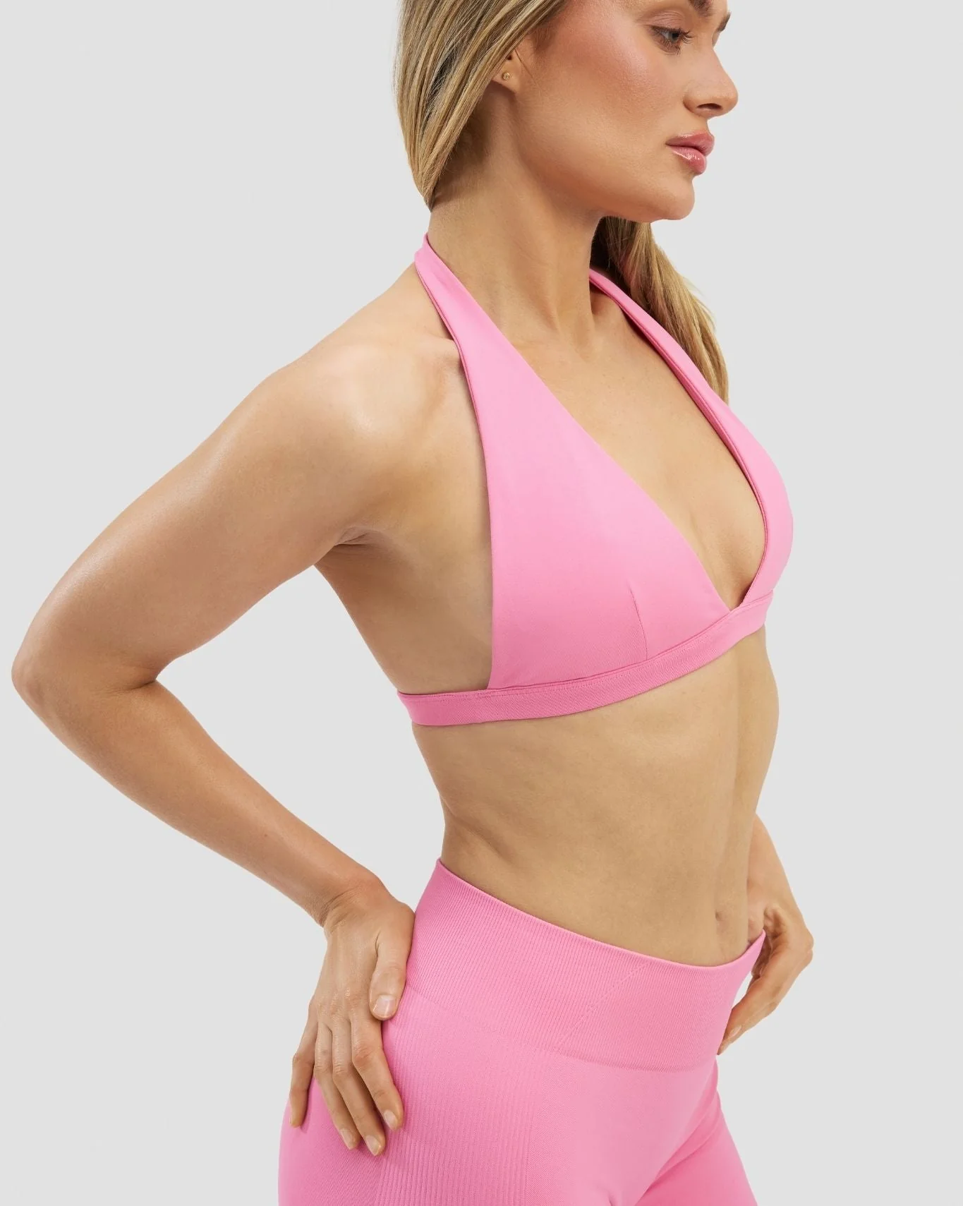 Elevate™ Sculpting Seamless V-Neck Halter Bra | Bubble Pink - Image 7