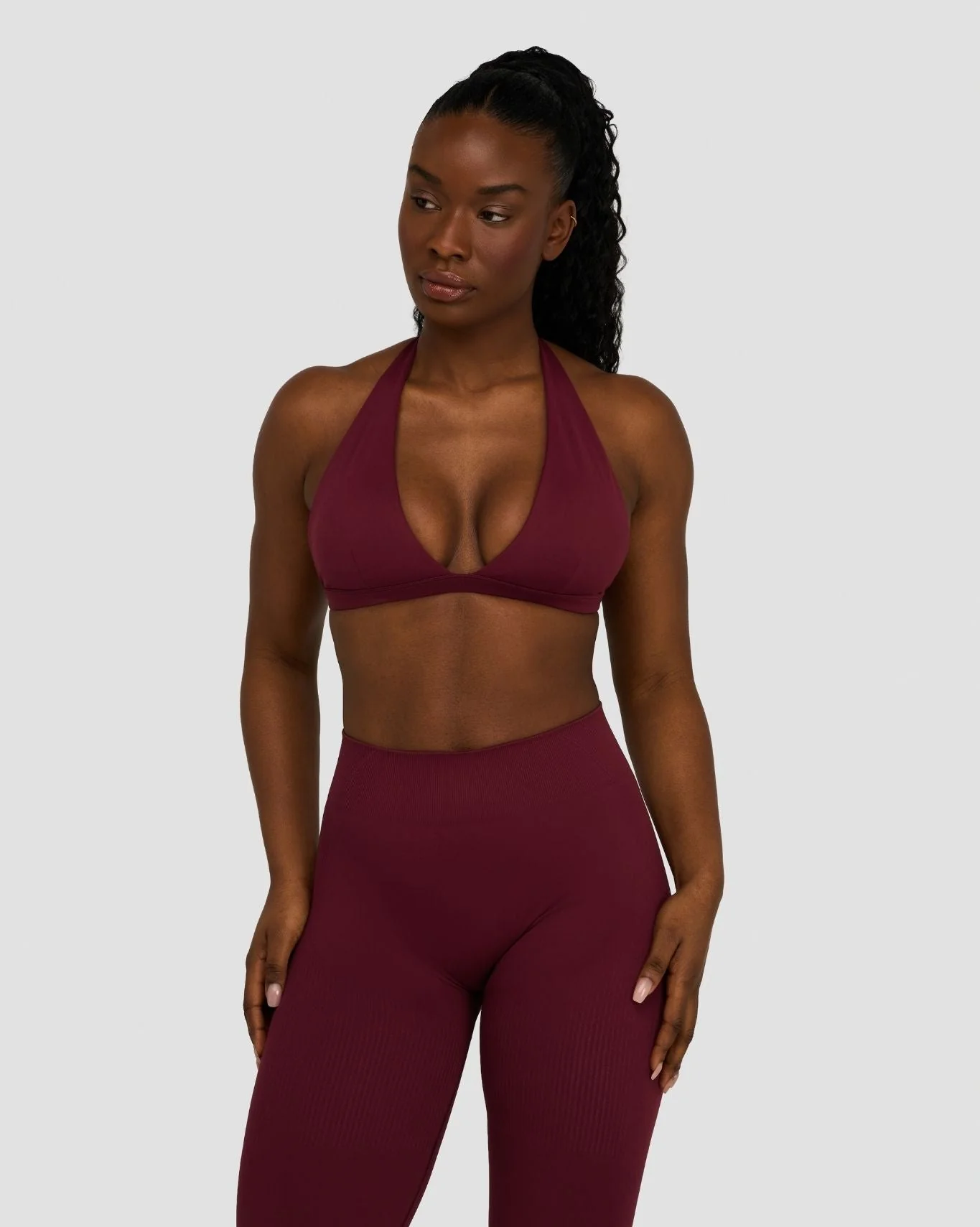 Elevate™ Sculpting Seamless V-Neck Halter Bra | Merlot - Image 4
