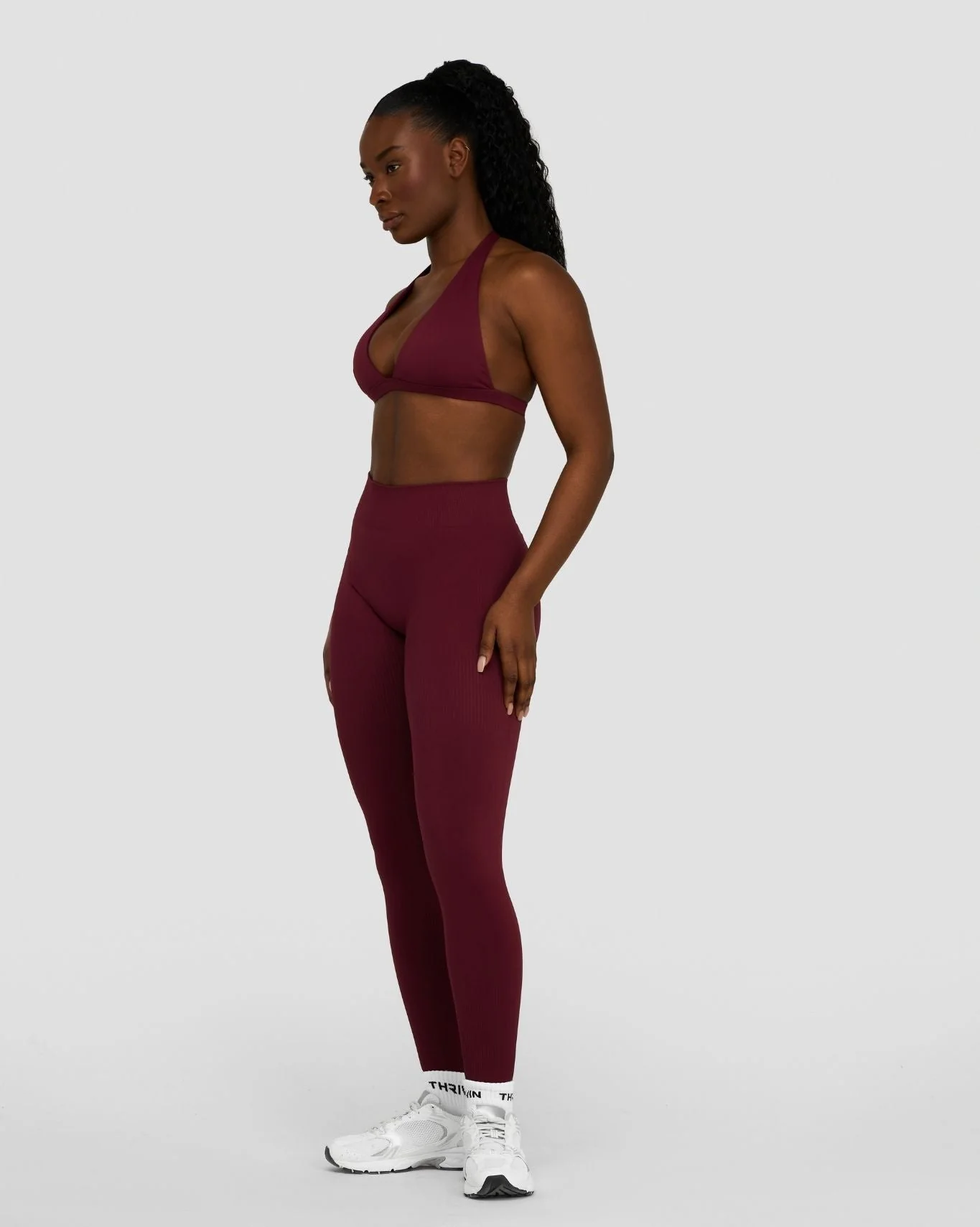 Elevate™ Sculpting Seamless V-Neck Halter Bra | Merlot - Image 5