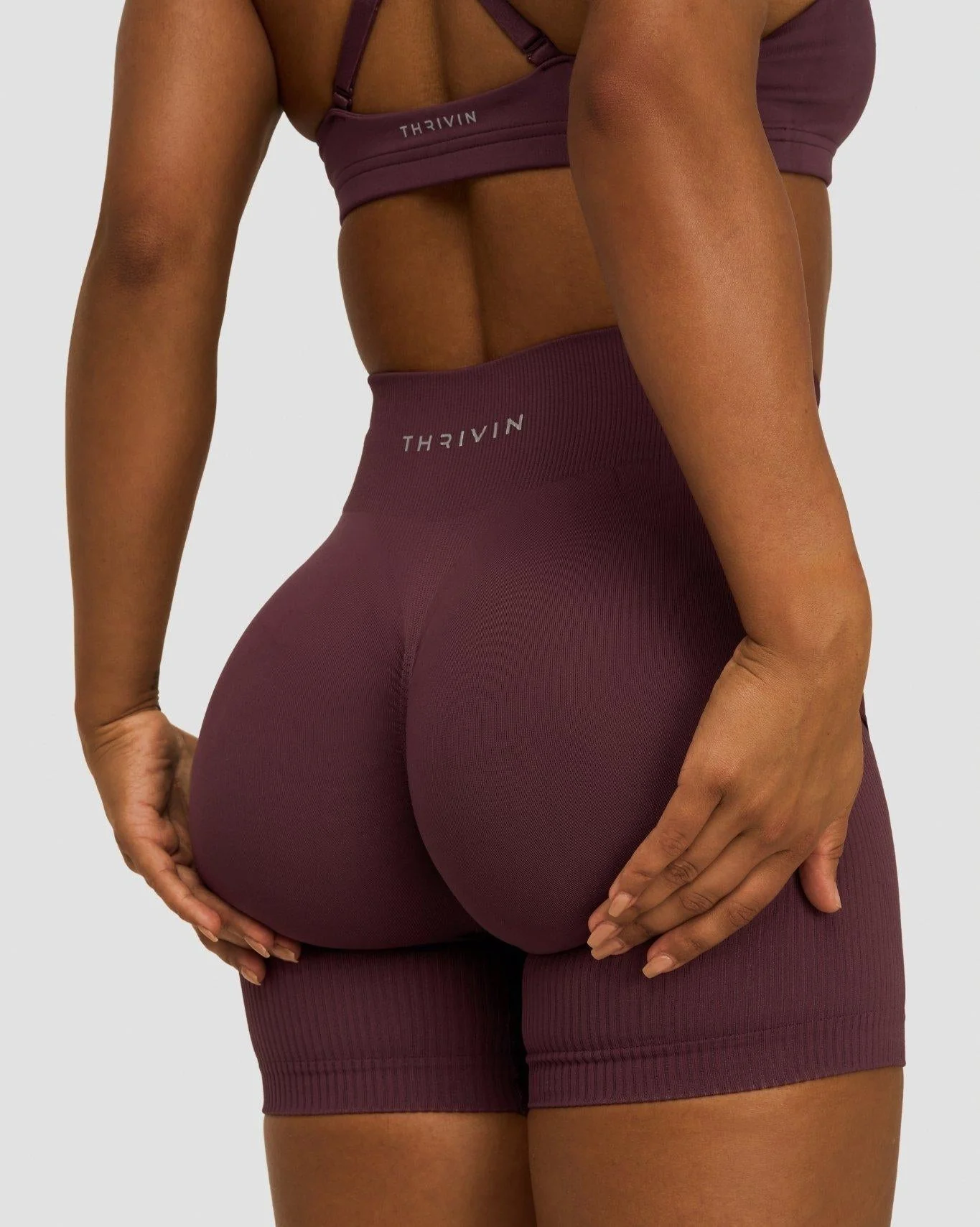Elevate™ Sculpting Mid Waist Scrunch Shorts | Dark Mauve - Image 2