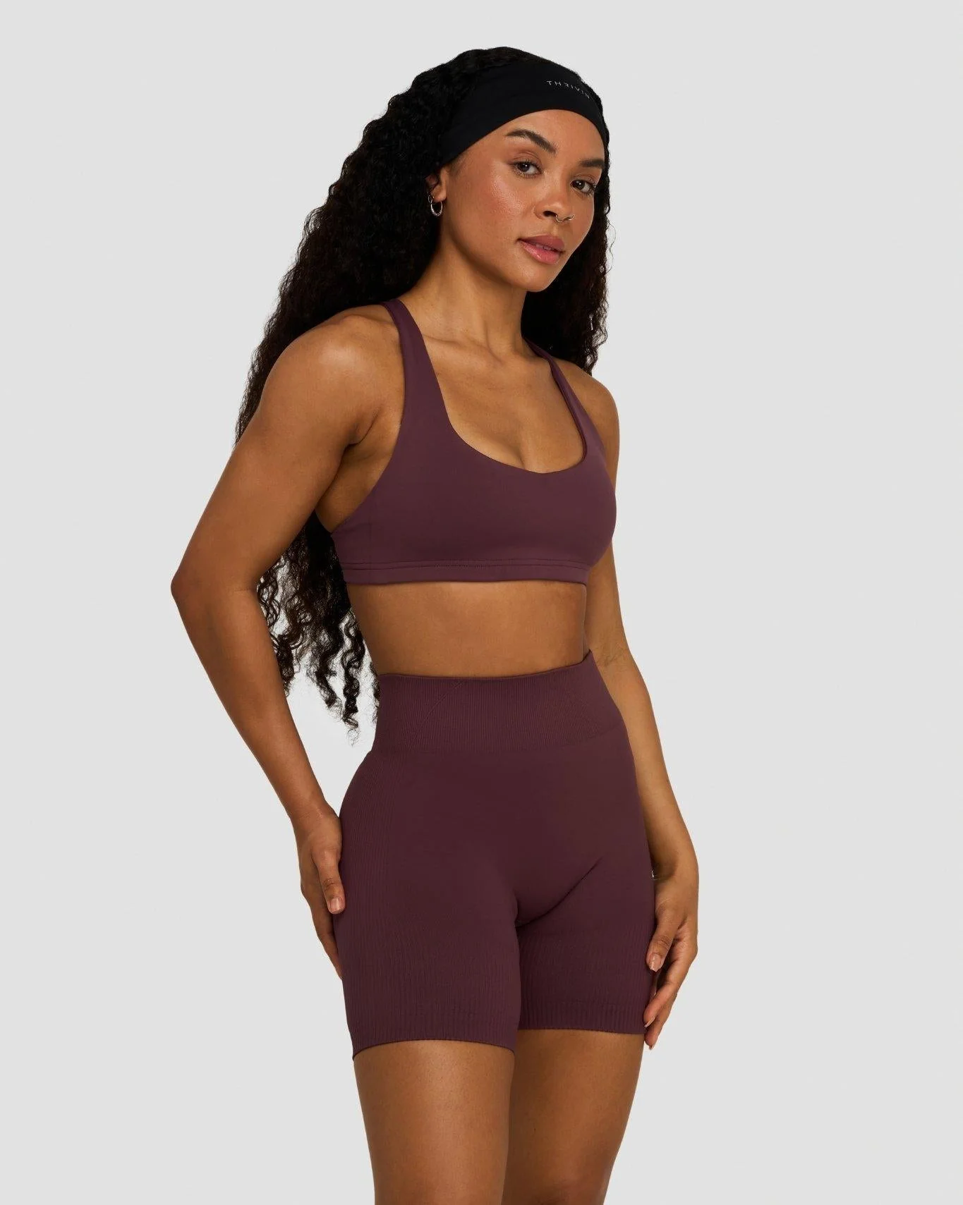Elevate™ Sculpting Mid Waist Scrunch Shorts | Dark Mauve - Image 3