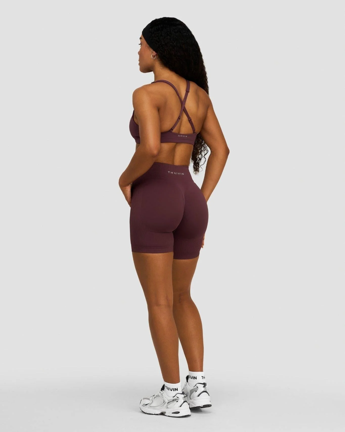 Elevate™ Sculpting Mid Waist Scrunch Shorts | Dark Mauve - Image 4
