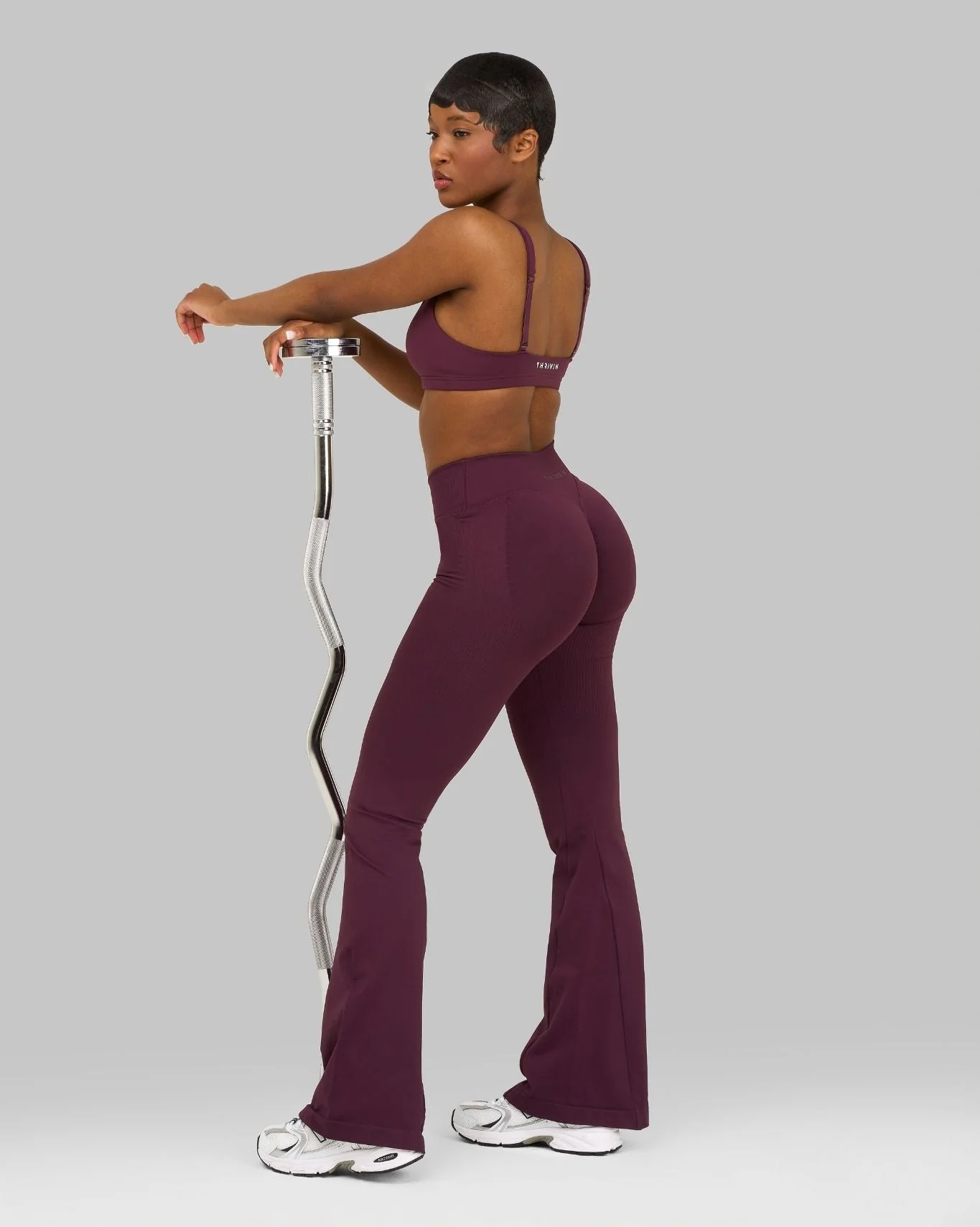 Elevate™ Sculpting Mid V-Waist Scrunch Flare | Winter Plum - Image 5
