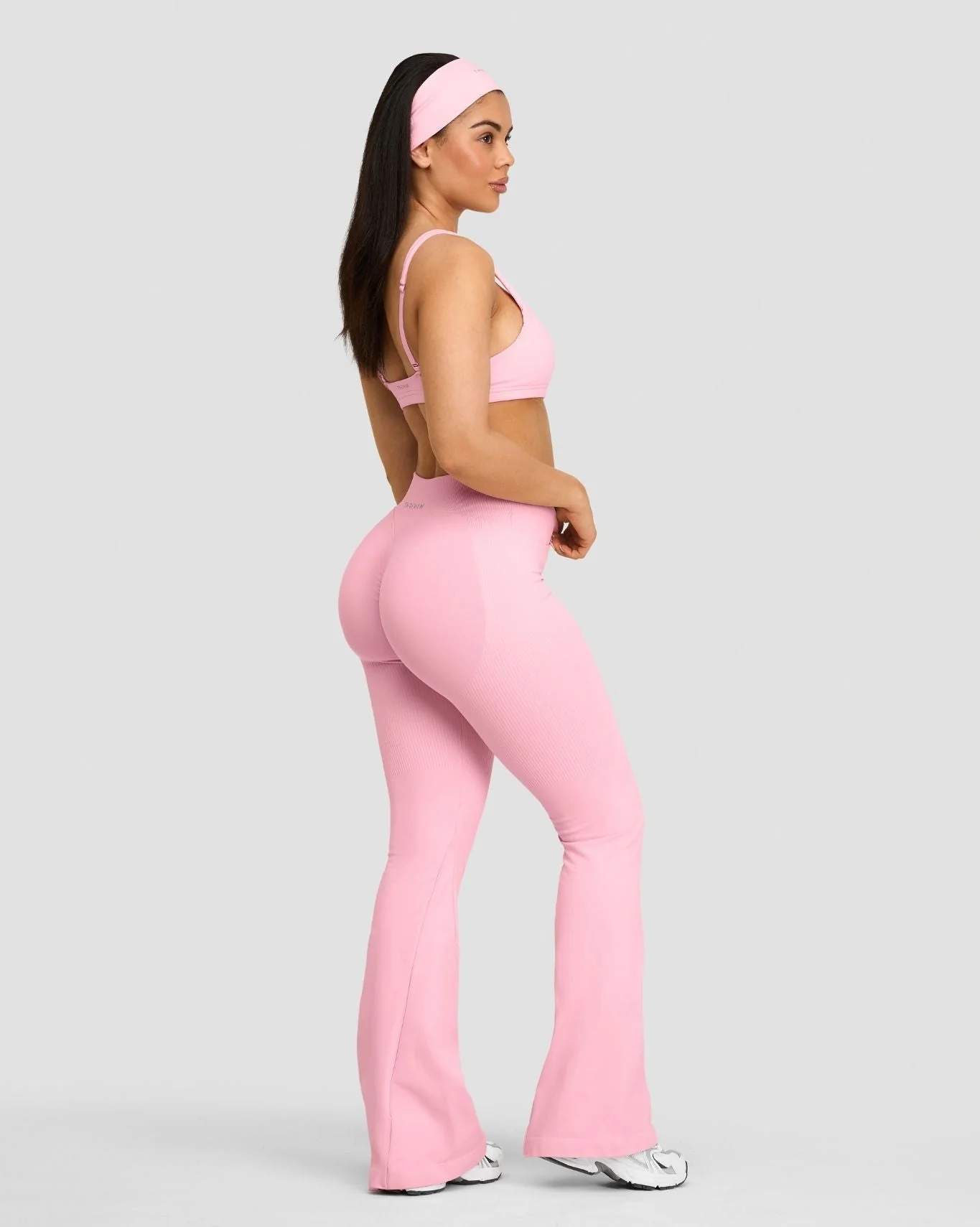Elevate™ Sculpting Mid V-Waist Scrunch Flare | Cotton Pink - Image 5