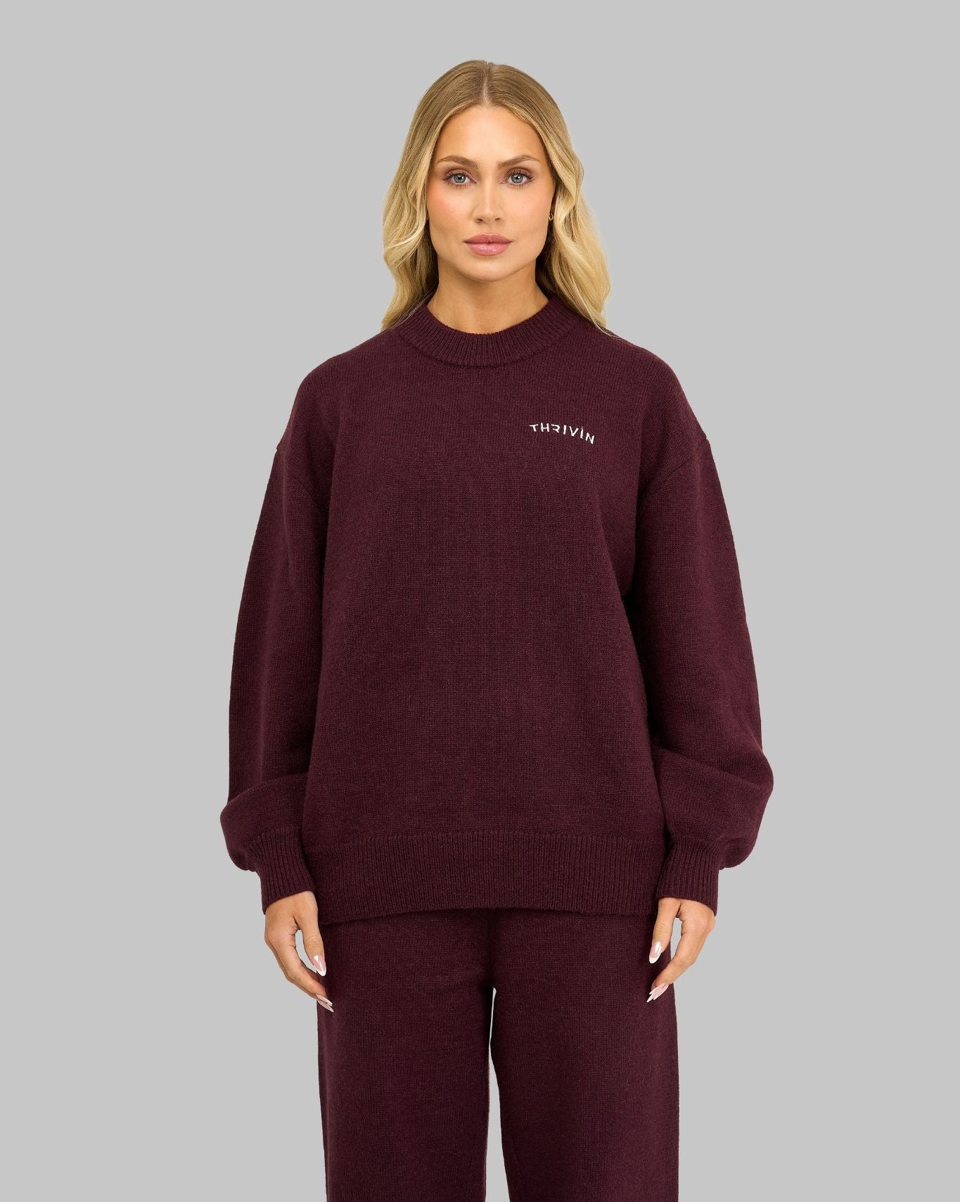 Essential Knitted Sweater & Trouser 2-Piece Set | Winter Plum - Image 5