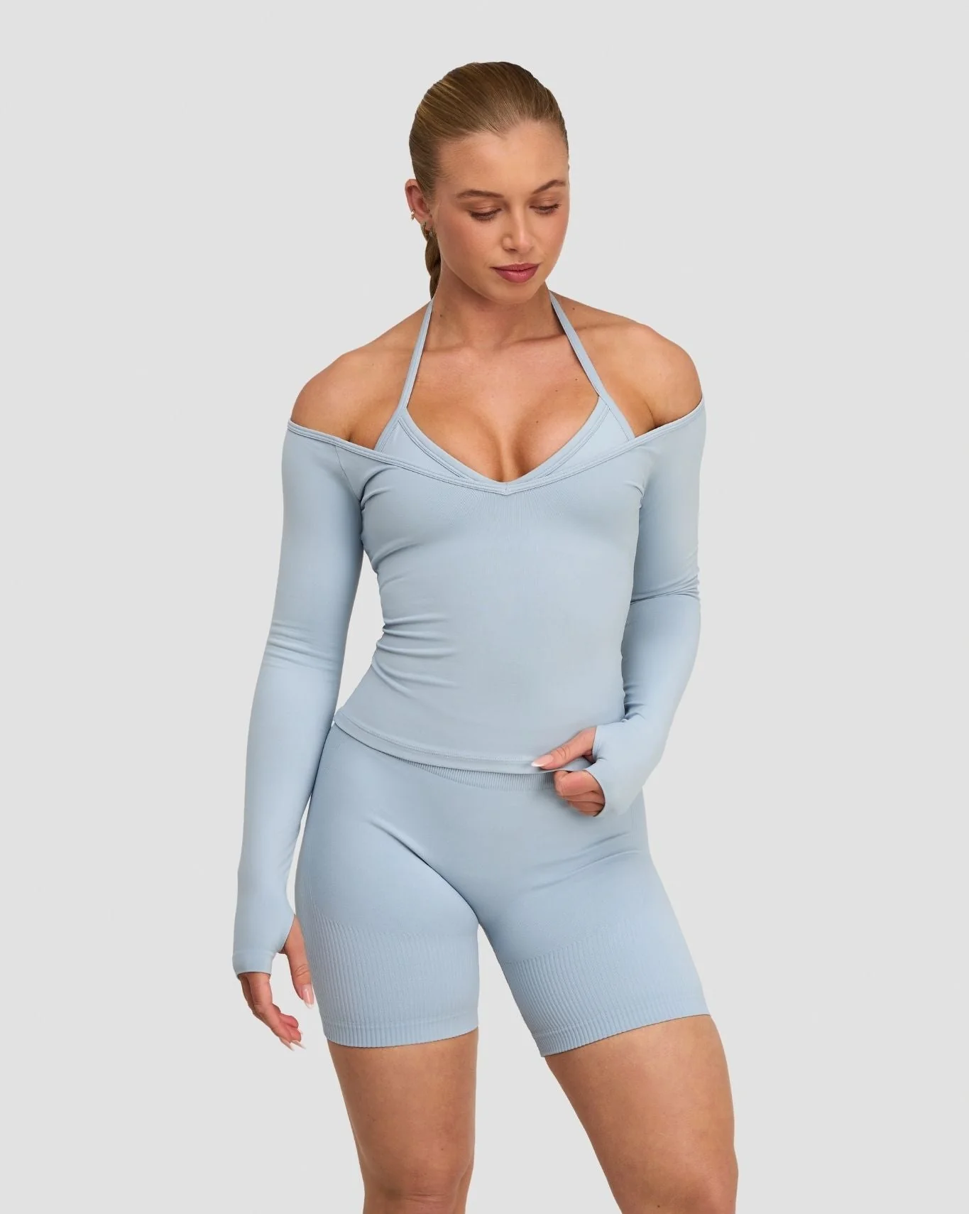 Elevate™ Sculpting Seamless V-Neck Top | Blue Haze - Image 2