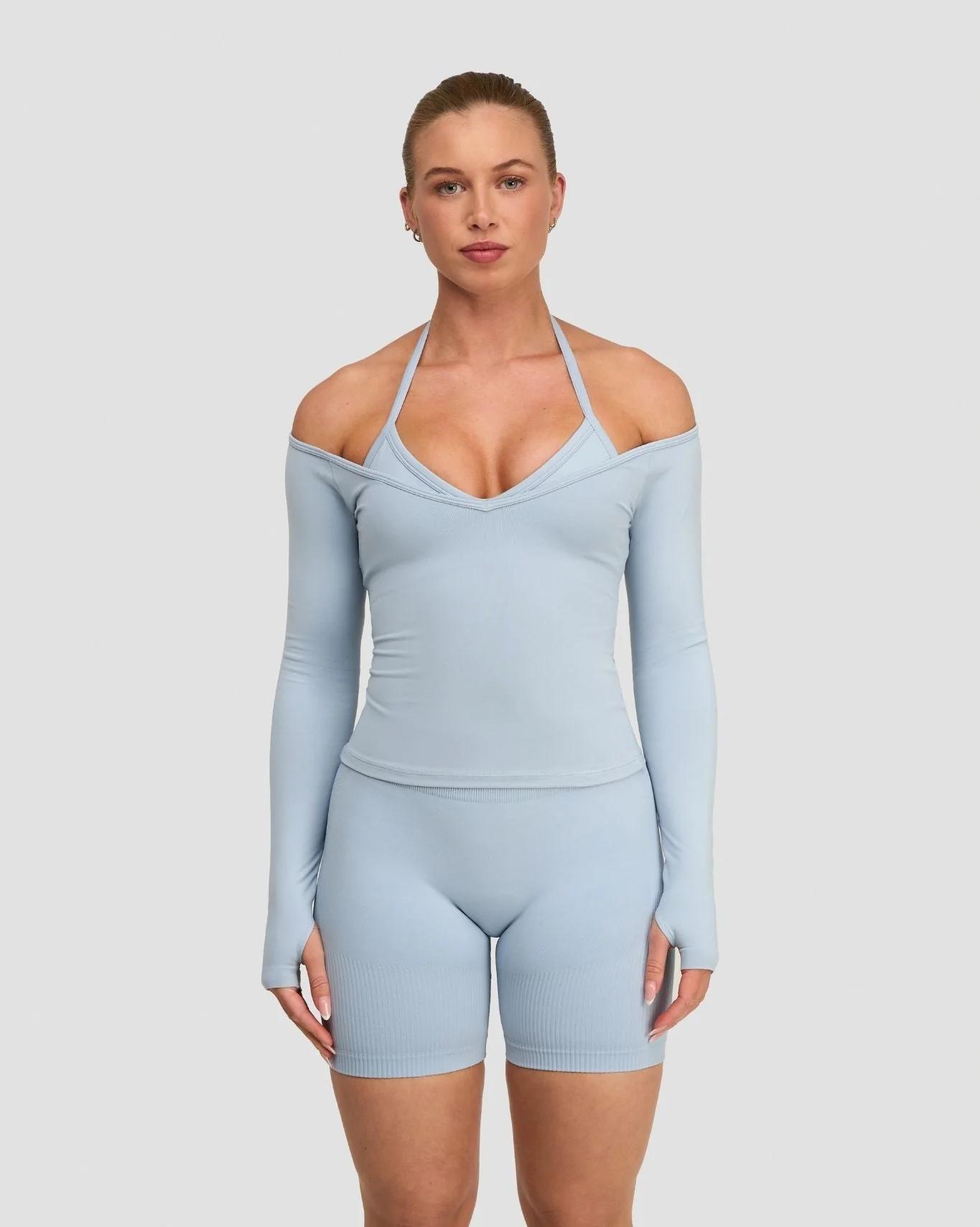 Elevate™ Sculpting Seamless V-Neck Top | Blue Haze - Image 4