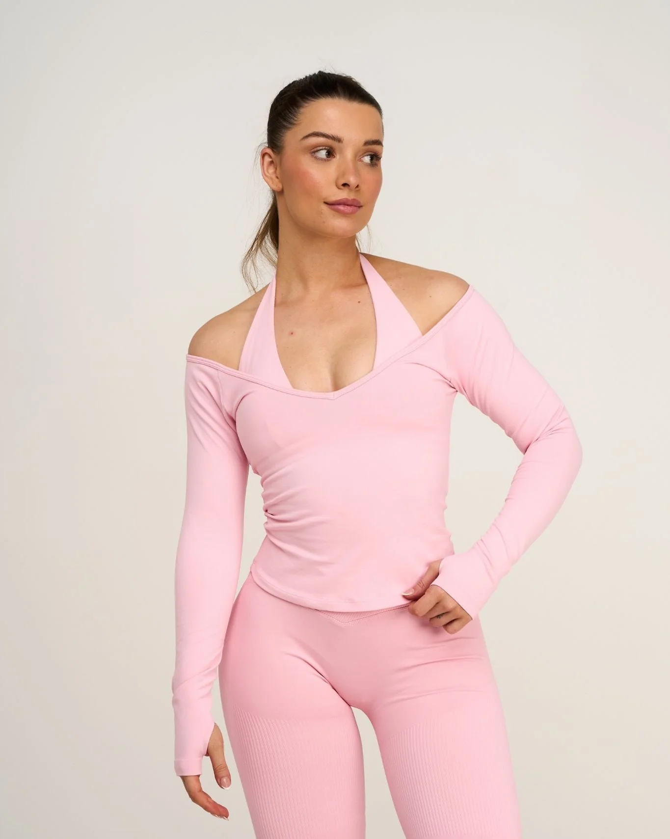 Elevate™ Sculpting Seamless V-Neck Top | Cotton Pink - Image 3
