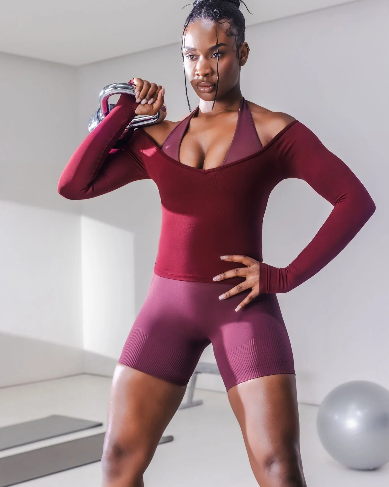 Elevate™ Sculpting Seamless V-Neck Top | Merlot - Image 6