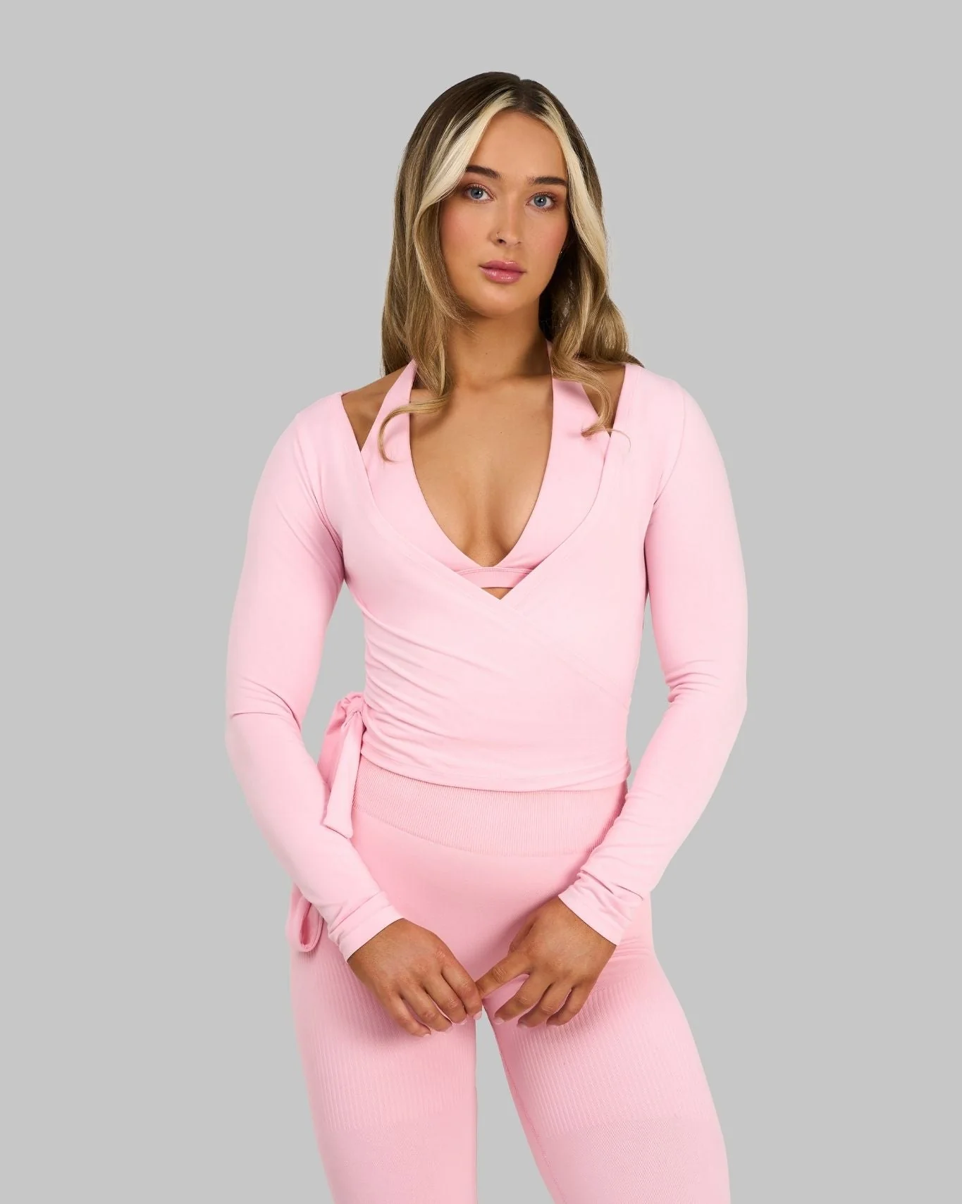 The Essential Collection Wrap Top | Cotton Pink - Image 3