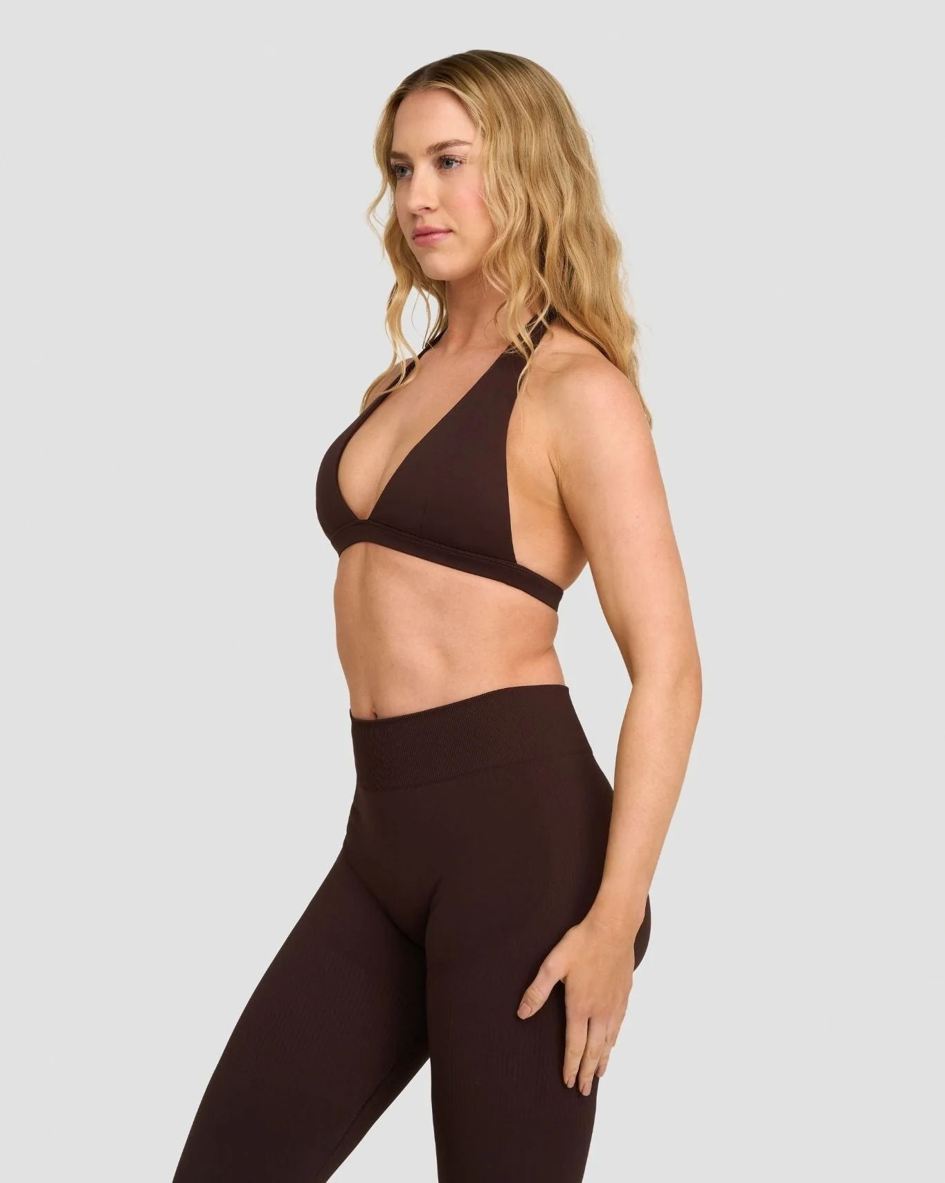Elevate™ Sculpting Seamless V-Neck Halter Bra | Coffee - Image 3
