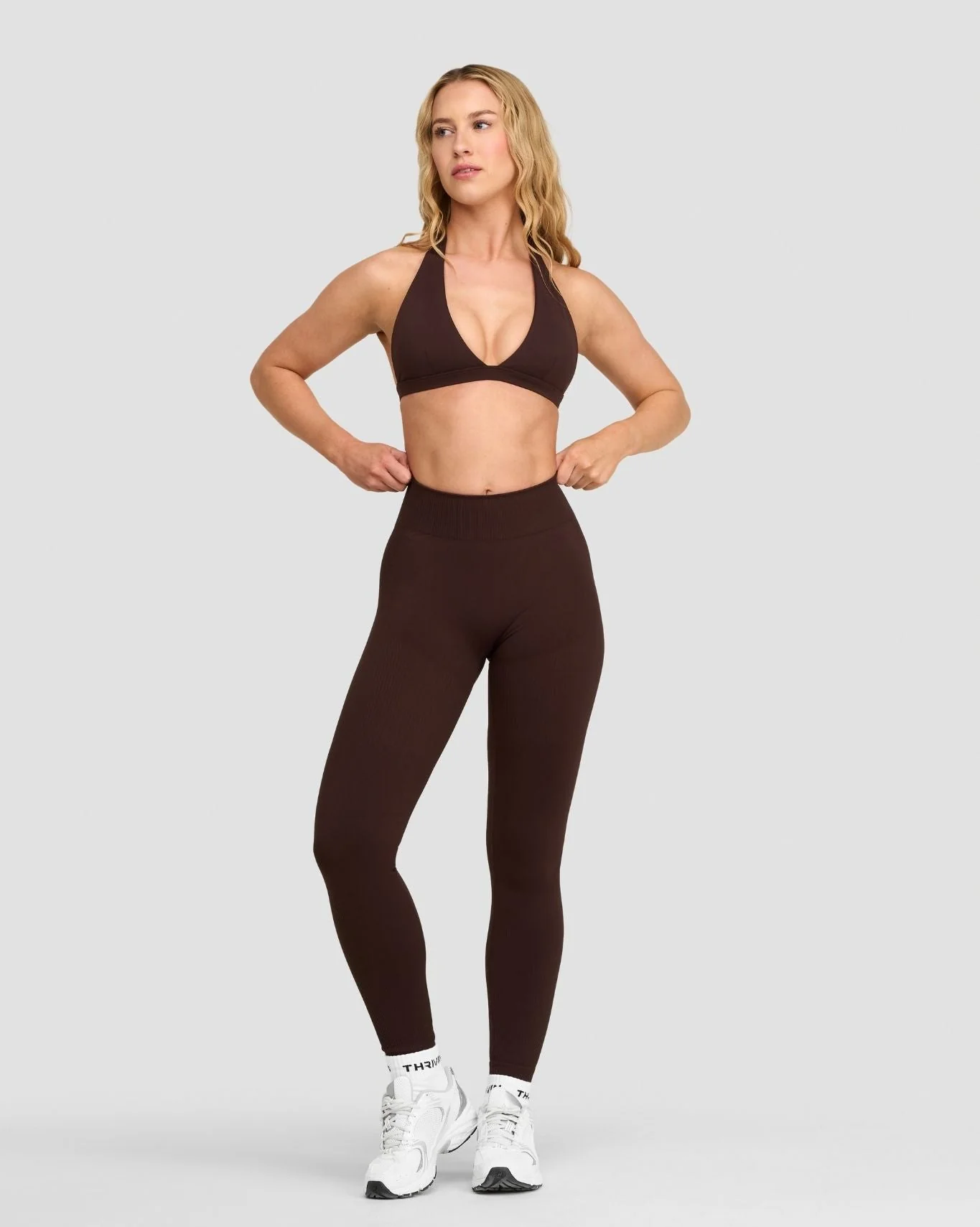 Elevate™ Sculpting Seamless V-Neck Halter Bra | Coffee - Image 5
