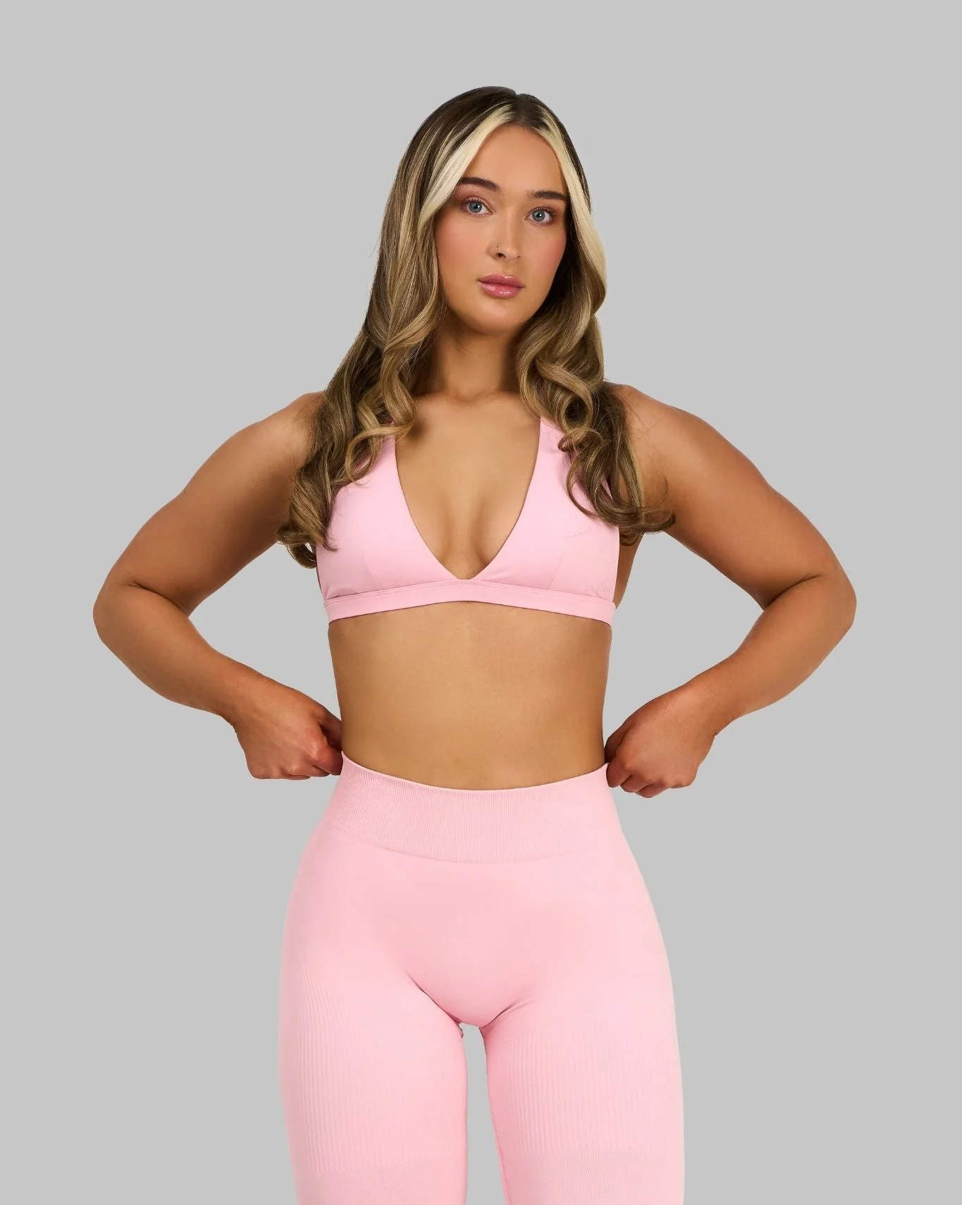 Elevate™ Sculpting Seamless V-Neck Halter Bra | Cotton Pink - Image 3