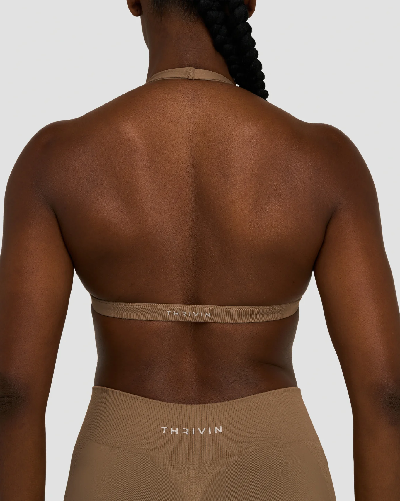 Elevate™ Sculpting Seamless V-Neck Halter Bra | Toffee - Image 6